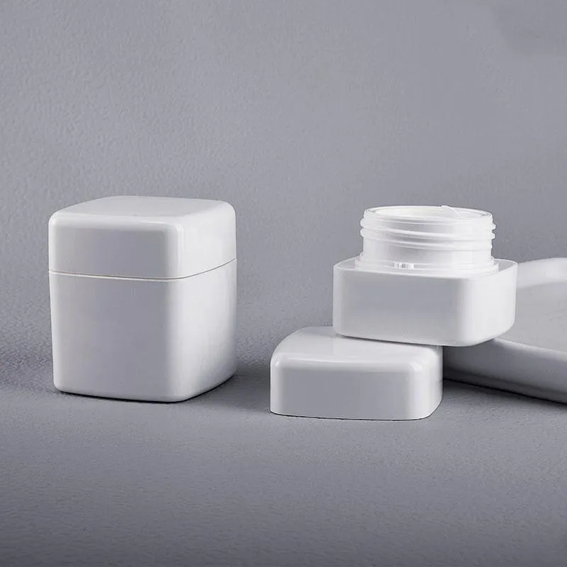 Pots cosmétiques PP blanc bouteille en plastique carrée baume à lèvres yeux/crème pour le visage sans BPA (sans logo) 30g 50g Wqxin