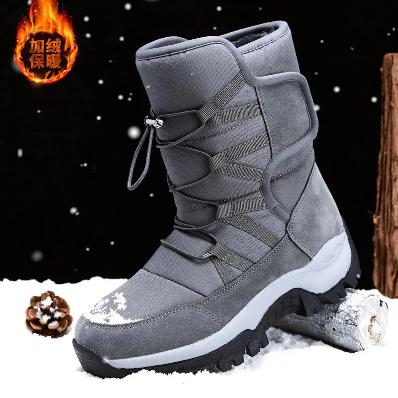 Nette schoenen Snowboots voor heren Winter Katoen Ronde neus Platform Buiten Warm Pluche Explosieve stijl Waterbestendig Antislip Winterlaarzen voor heren 231122