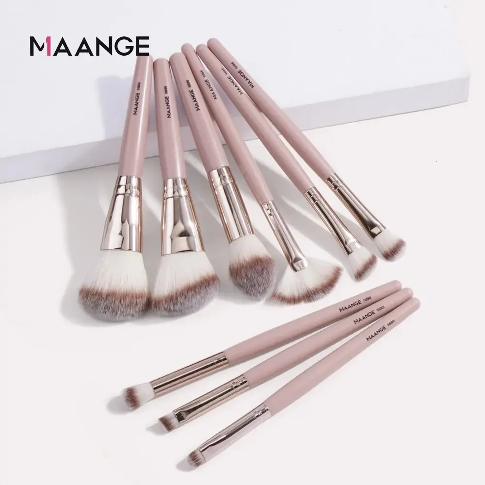 Make-up-Tools Maange 9-teiliges Foundation-Pinsel-Set für Kosmetik, Puder, Textmarker, Lidschatten, Blending, Schönheit, dichte, weiche Borstenpinsel 231122