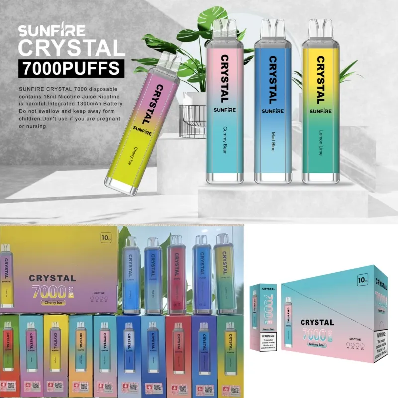 Sunfire Original Tonado Crystal Puff 7000 Disponible Vape Pod Wholesale TPD 7000 Puffs Local Warehouse 10 Flavors Vaper Pen vs Puff 5000 7000 9K 10K 12K UK US EU HOT