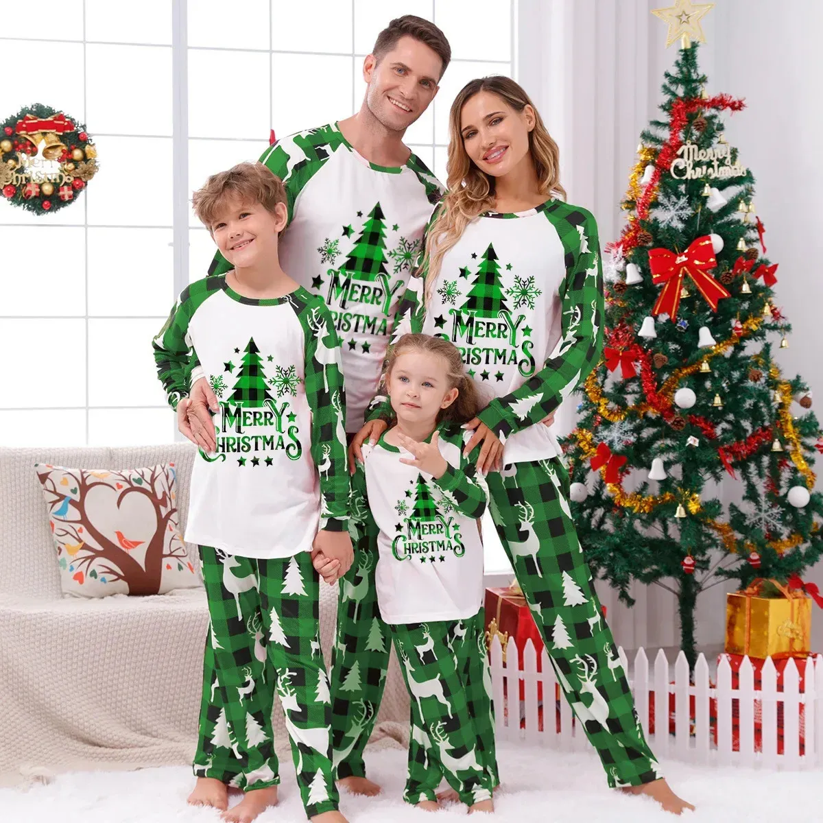 Familjsmatchande kläder mamma och mig kläder jul look pyjamas set förälderbarn baby hund mjuk lös sömnkläder pjs 231122
