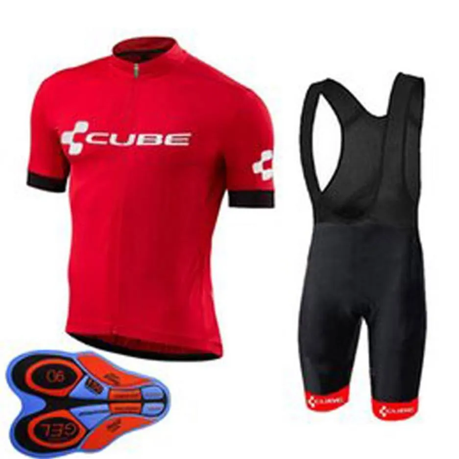 CUBE Team Ropa Ciclismo Breathable Mens cycling Short Sleeve Jersey Bib Shorts Set Summer Road Racing Clothing Outdoor Bicycle Uni318z