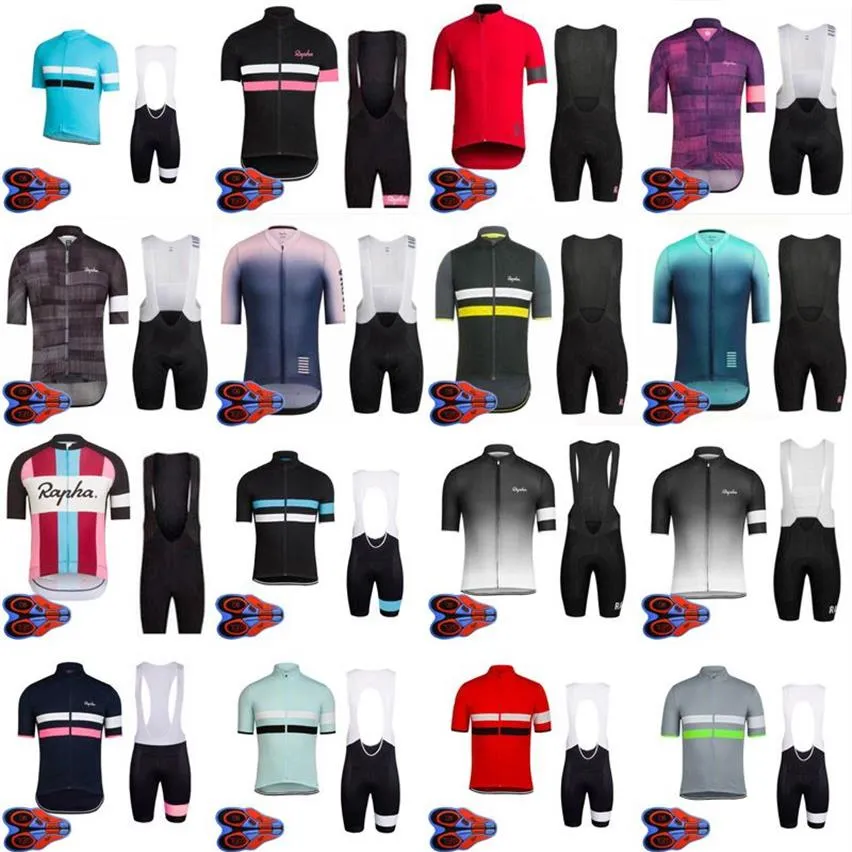 Rapha Team Bike Cycling Jersey Set Summer Mens Short Sleeve Bicycle Outfits Road Racing Clothing Outdoor Sports Uniform Ropa Cicli286M