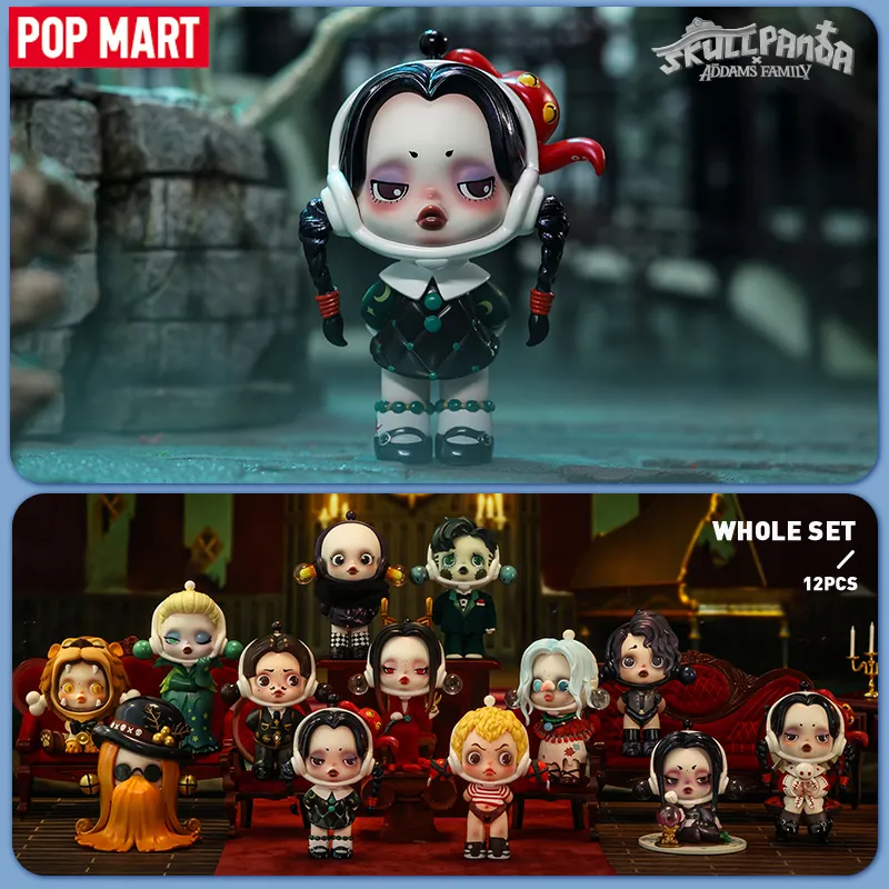 Blind Box Pop Mart SkullPanda X A Caixa de Mistério da Família Addams Caixa 1PC/12pc em 28 de abril 12pcs Blind Box Toy 230422