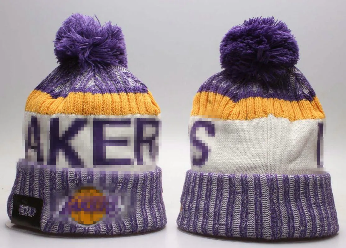 LAKERS Beanies Los Angeles Bobble Hats Baseball Hockey Ball Caps 2023-24 Fashion Designer Bucket Hat Grobstrick Faux Pom Beanie Weihnachtsmütze Sport Knit Hats a1