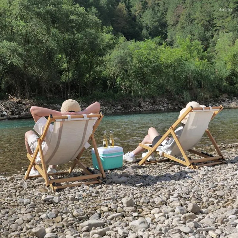 Obozowe meble zewnętrzne krzesło plażowe kemping kolacja aluminiowa rurka drewniana z ziarnem płótno fotela