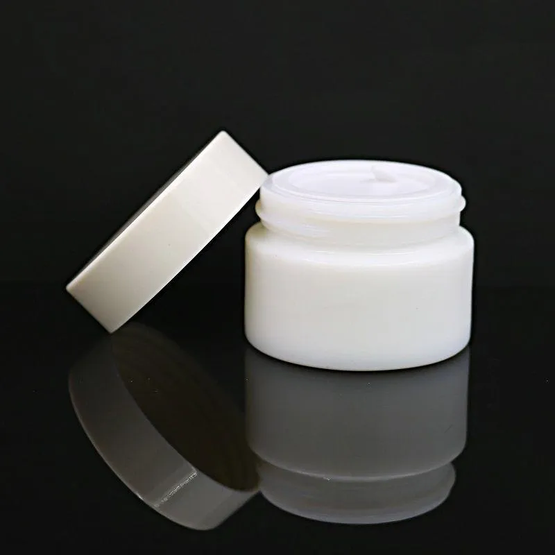 20g 30g 50g Glass Jar White Porcelain Cosmetic Jars with Inner PP liner Cover for Lip Balm Face Cream Ajpbi