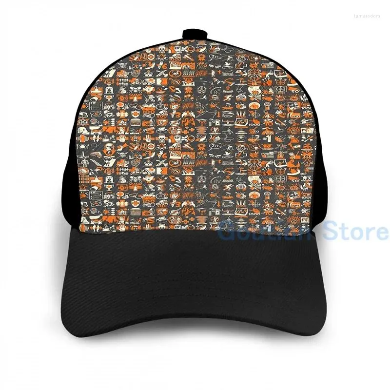 Ball Caps Fashion Team Fortress 2 Achievement Pattern Basketball Cap Men Women Graphic Print Black Unisex Adult Hat