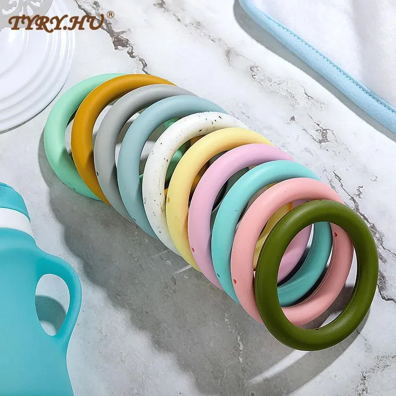 Baby Teethers Toys Ring Silicone Beads BPA Free Teething Ring 10pcs Baby Teethers Chew Nursing Beads Charm Necklace Pendant Toys DIY Pacifier Chain 230422