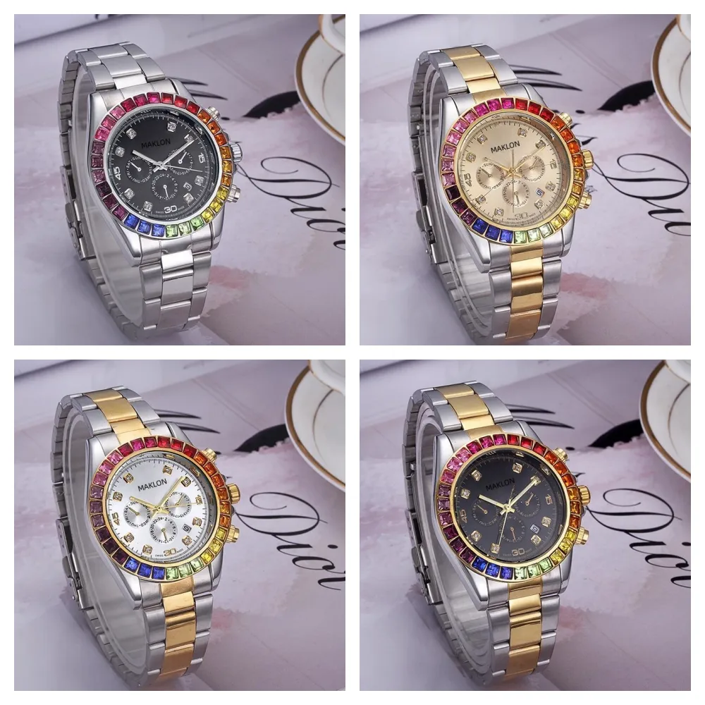 41 mm dla mężczyzn zegarki dla designerskich luksusowych zegarków automatyczne zegarki mechaniczne 904L Stal nierdzewna Rainbow Square Diamentowe ramianie złota zegar na ręce