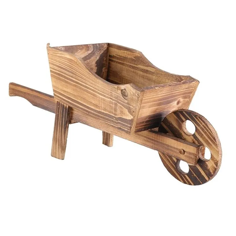 1PCS Wooden Cart Flowerpot Creative Fleshy Ornamental Bedroom Window Household Garden Plants Flowers Pot Wheelbarrow Planter A30 Y2378