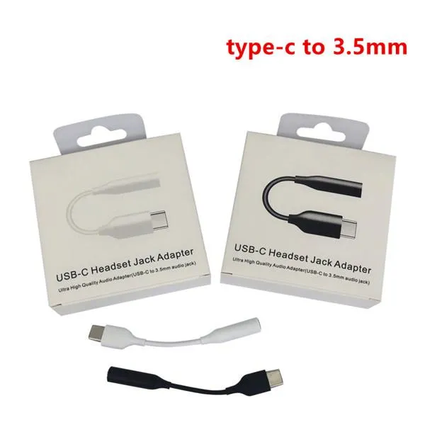 Type-C USB-C till 3,5 mm adapterkablar Earphone Cable Aux Audio Female Jack för Samsung S20 S21 Obs 10 20 Plus