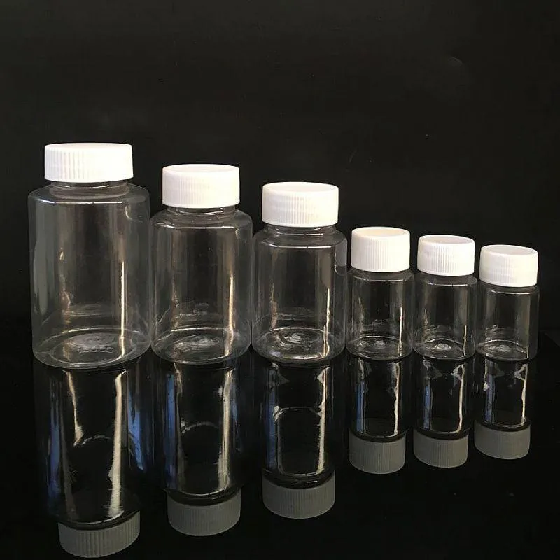 Botella de plástico PET transparente de boca ancha para envasar medicamentos y alimentos de 5 ml a 300 ml al por mayor Erkmb