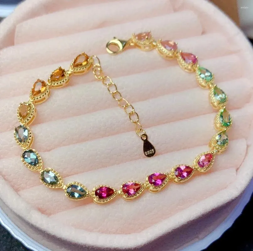 Braccialetti con ciondoli Bracciale con goccia d'acqua di moda intarsio colorato zirconi cubici gioielli dorati di lusso per le donne festa di nozze regalo di San Valentino