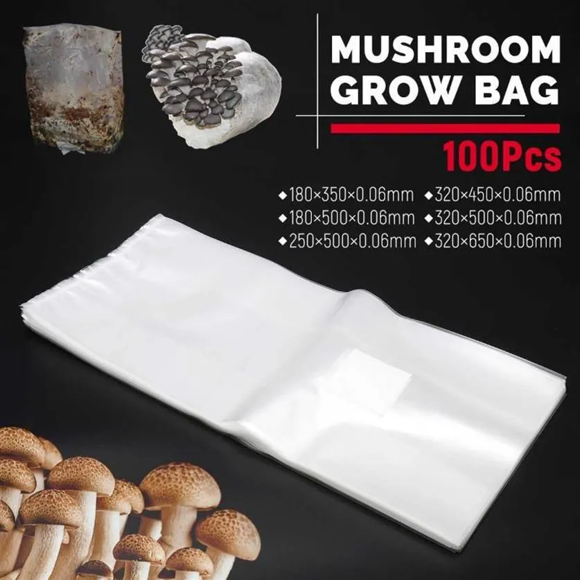 Planters POTS 100st Mushroom Grow Bag Spawn Media Substrate High Temp Pre Sealable Garden Supplies PVC Planting Ventilate Bags321s