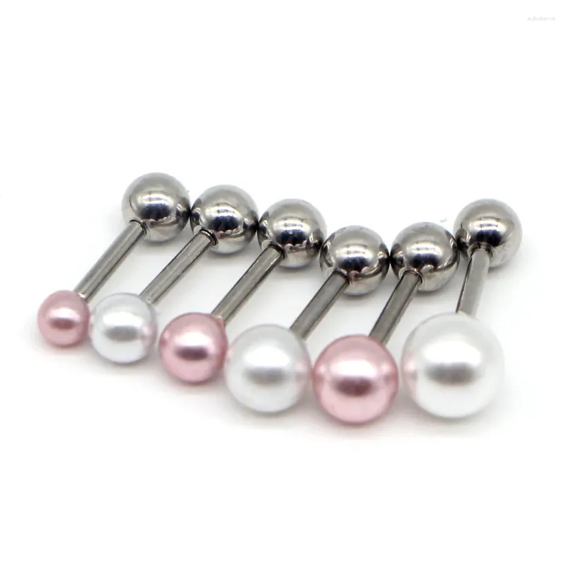 Stud Earrings 3/4/5/6/8/10mm Silver Color Stainless Steel White Pink Pearl Ball Screw Back Pierced Women Ear 2pcs