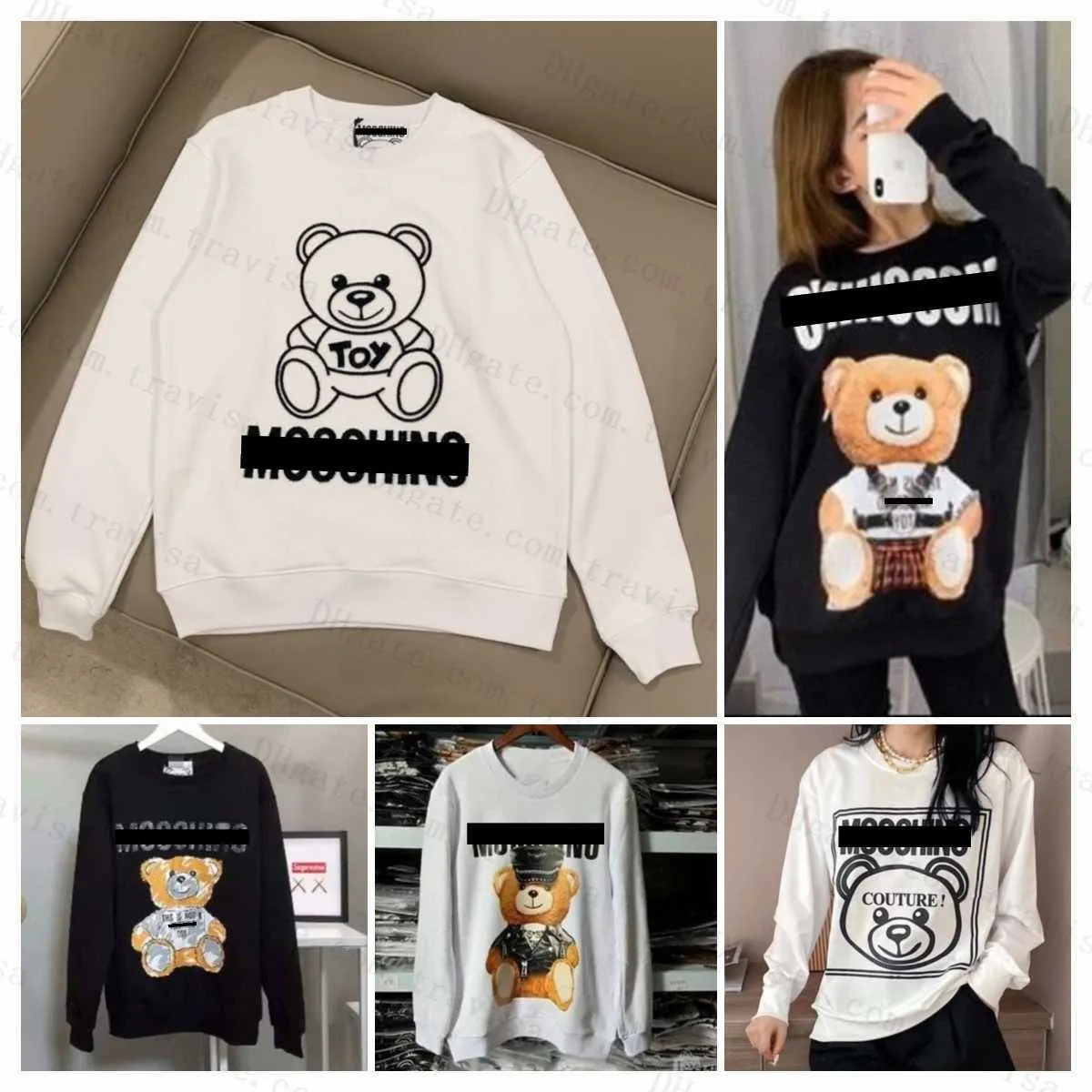 Mulheres Little Bear Moletons Moschino Yoga Hoodies Perfeito Oversized Outono Mulheres Designers Hoodys Suéter Esportes Redondo Pescoço Manga Longa Casual Solto Bud9