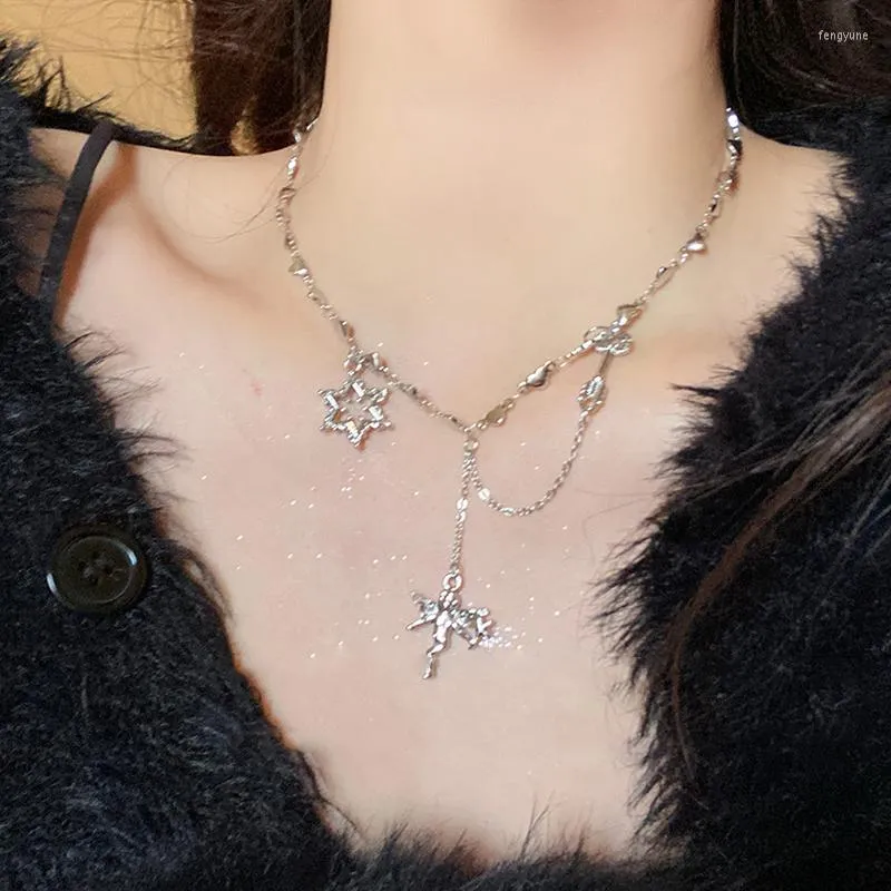 Pendanthalsband Fashion Sweet Cool Angel Star Halsband för kvinnor i benkedjan Choker CLAVICLE CUPIDs Arrow Neck smycken 2023