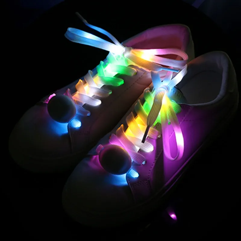 LED Light Up Shoe Laces Nylon Shoelaces med blinkande för festgäster Hip Hop Dancing Cycling Skating