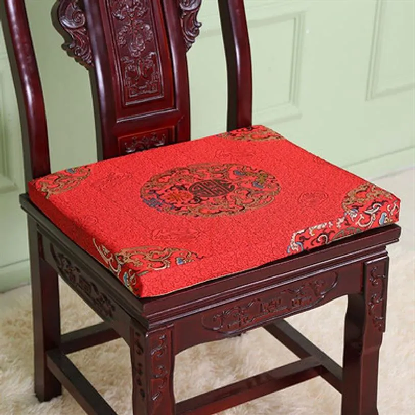 Chinese Silk Brocade Sofa Chair Seat Cushion Sponge Anti-slip Seat Pad Zipper Cushion Seats Xmas Decoration Dining Chair Armchair 287q