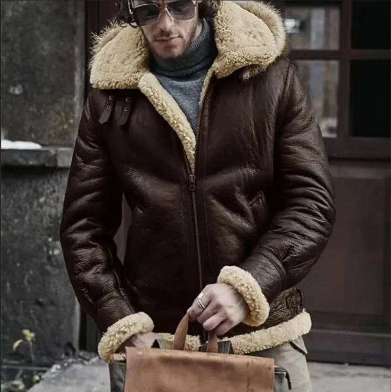 Мужские меховые куртки из искусственного меха, мужские осенне-зимние утепленные куртки, теплая одежда, свободные мужские куртки с капюшоном из искусственного меха, верхняя одежда в стиле хип-хоп, мужская повседневная куртка для подростков, S-5XL 231122