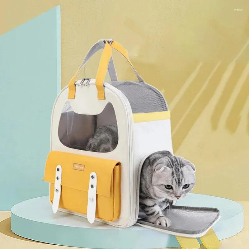 Cat Carriers ryggsäck Portable Pet Carrier Bag Breattable Mesh Axel utomhus reseväska med högkvalitativ blixtlås