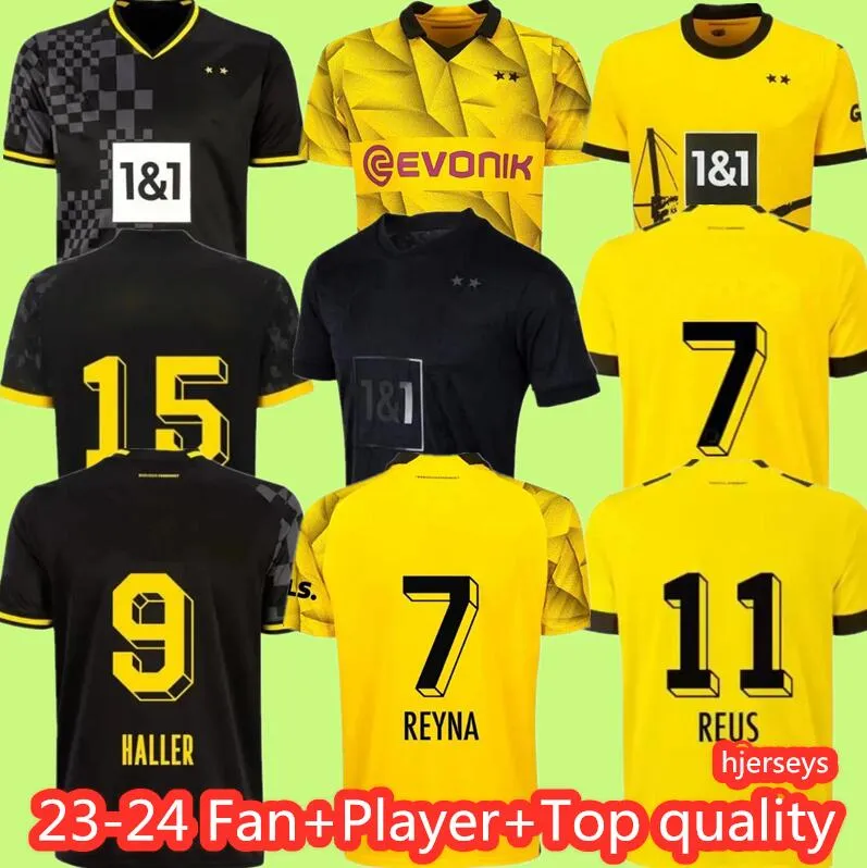 ハラーサッカージャージ23 24カップReus 2023ボルシアサッカーフットボールトップシャツハンメルハザードブラントドルトムントネオンゲルキッズスペシャルキットオールブラックマイロデフット