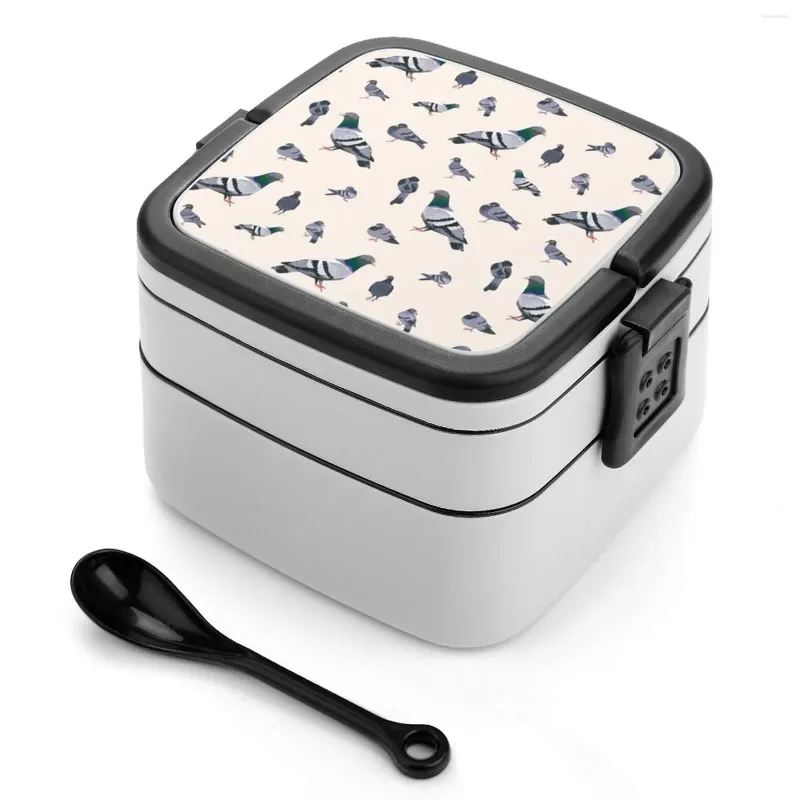 Servies Vogelpoep Bento Box Lunch Thermische Container 2 Laag Gezonde Duif Dierenstad Knaagdier Kleur Aquarel