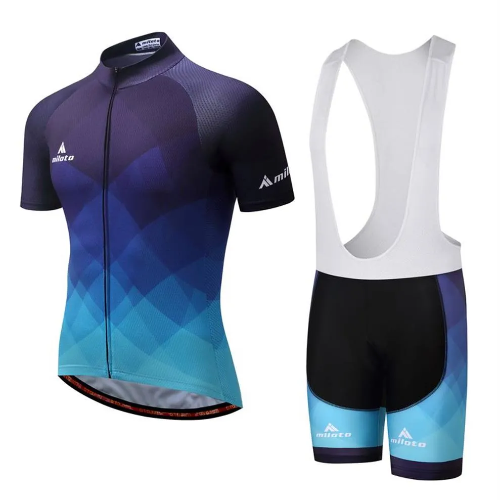 2022 Blue Miloto Summer Cycling Jersey Set Team Team Racing Sport Bicycle Kits Mens Short Bike Comples202y