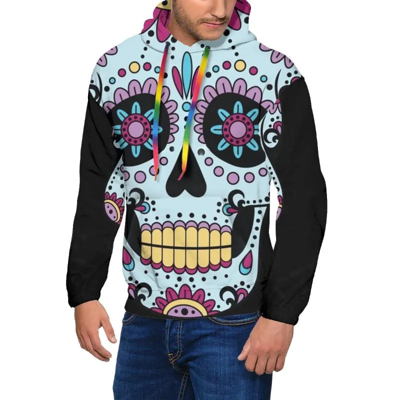 Heren Hoodies Sweatshirts Sugar Skull Day of the Dead Mexicaanse hoofd Autumn Polyester Hoodie Streetwear Cool Long Sleeve pullover