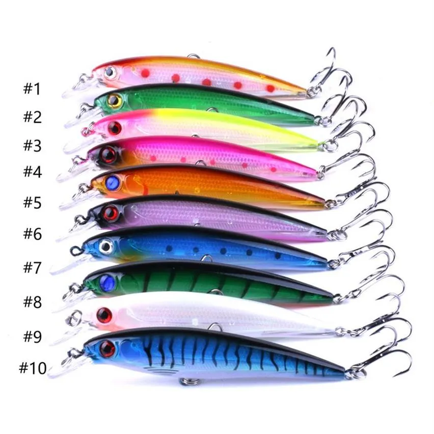 20 pz / lotto 10 Colori nuovi pesciolini esche da pesca 11CM-13 4G 4 # ganci Profondità di immersione esche da pesca in plasticaMI0272163