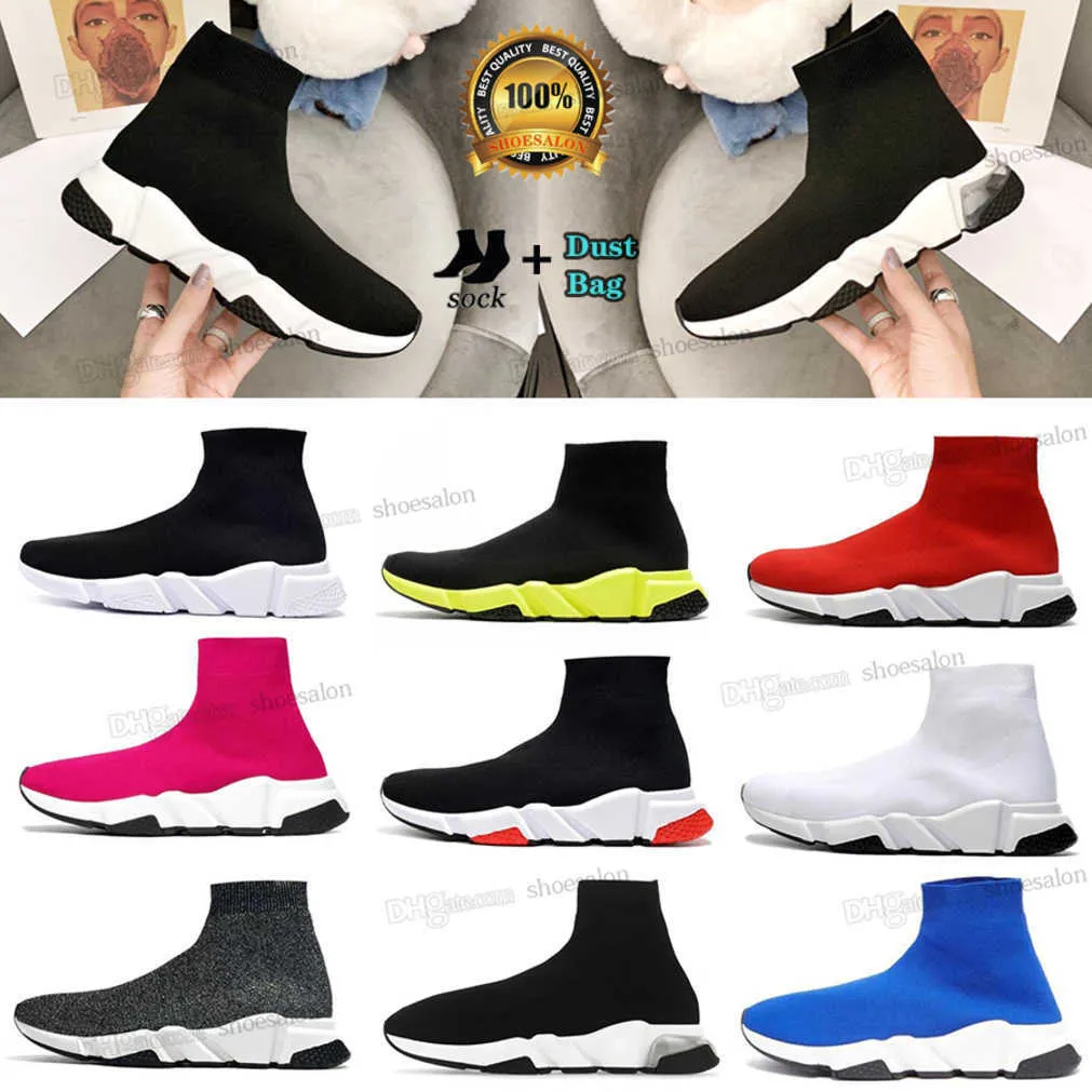 sapatos tênis bota meia balenciagas masculino sapatos casuais corredor feminino speed trainer meias balencigas speeds corredores designer de malha feminino 10 caminhada preto branco r