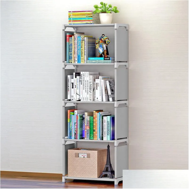 Storage Holders Racks Waterproof Bookshelf Metal Bookcase Shelf Organizer Stuff Supplies 19Sr Ff Drop Delivery Home Garden Houseke Dh2Q3