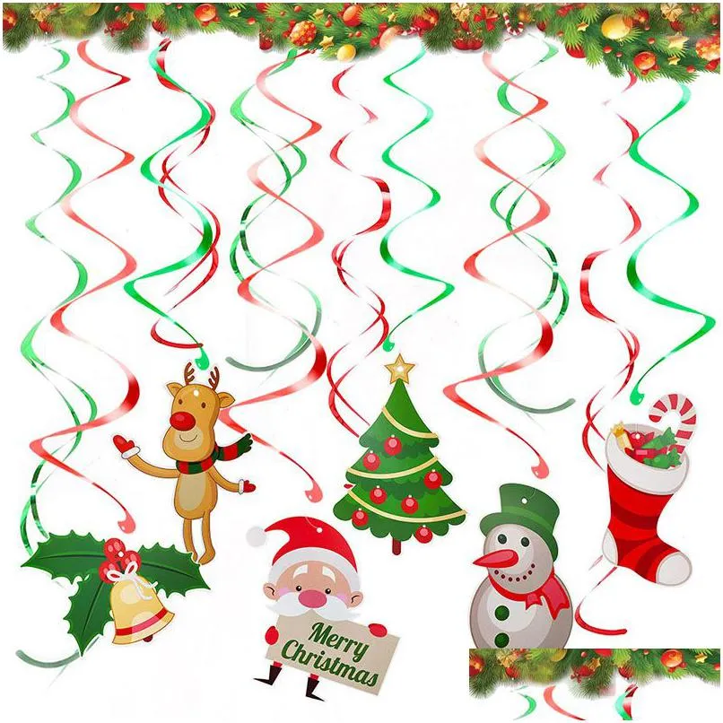 New Christmas Spiral Ornaments Tree Cartoon Hanging Home Party Decorations Drop Delivery Dhz39