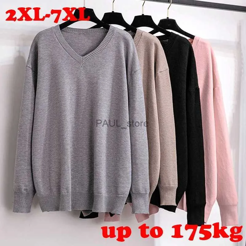 Abito a due pezzi 100/175 kg busto 150/160 cm taglie forti abbigliamento donna extra large Pullover addensato maglioni con scollo a V con fondo Suter grandeL231122