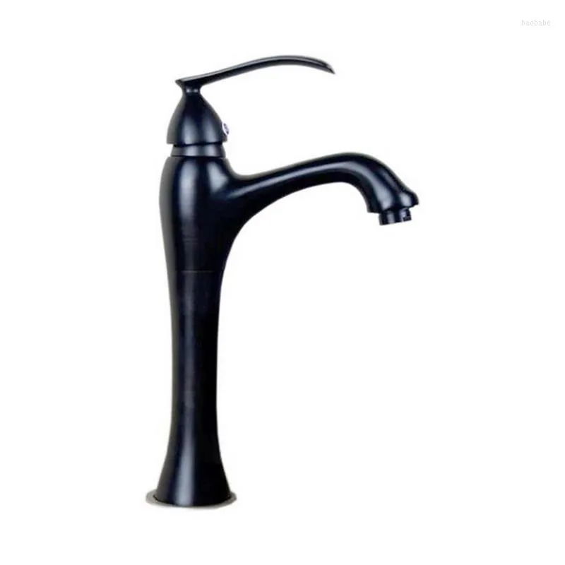 Robinets de lavabo de salle de bain Noir Bronze huilé Robinet mitigeur à levier monotrou Ahg007