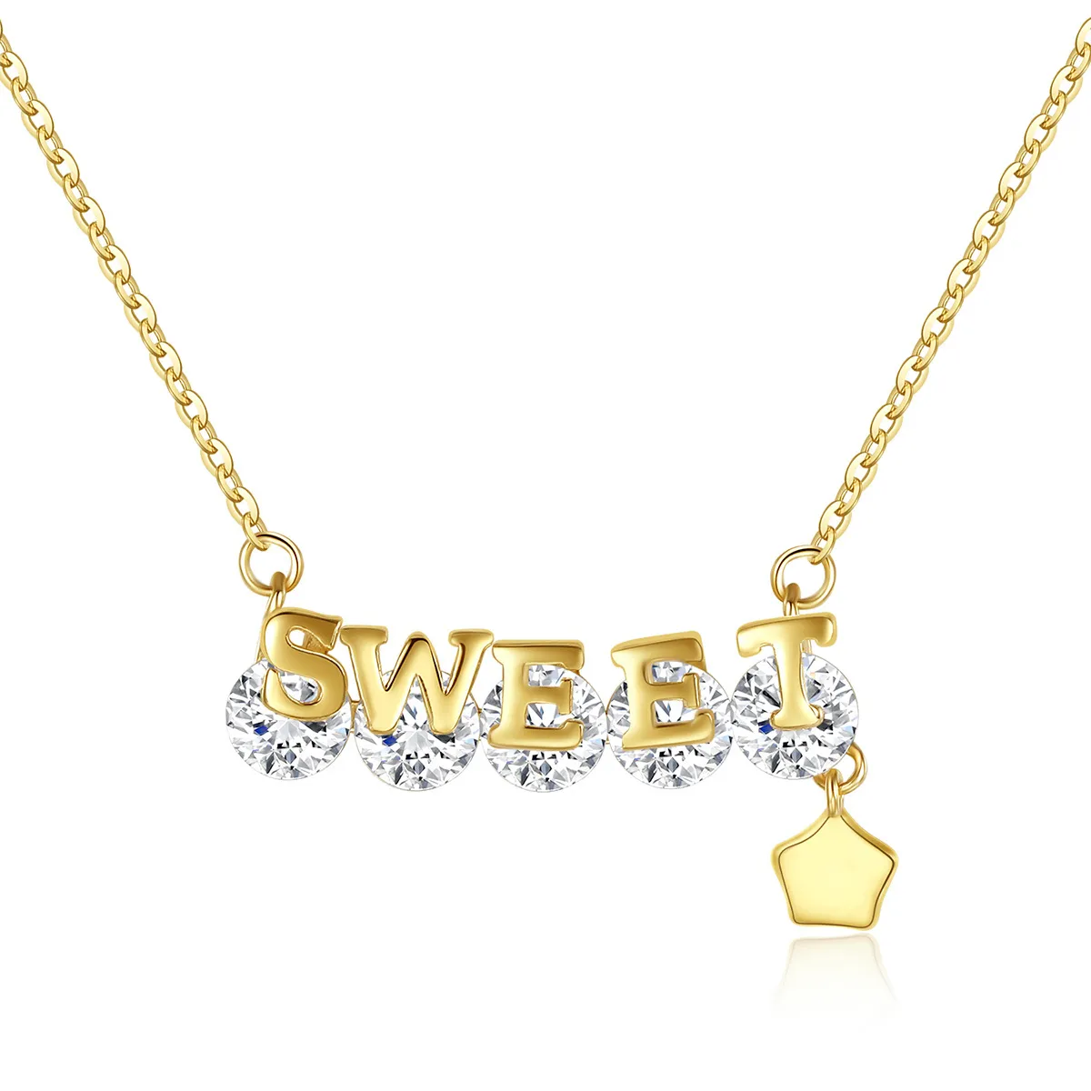 S925 Silver Sweet Letter Pendant Necklace Jewelry Fashion Women Shiny 3A Zircon Plated 18k Gold Collar Chain Necklace for Women Wedding Party Valentine's Day Gift SPC