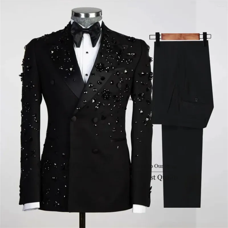 Costumes pour hommes Luxury Metal Embelli les smokings hommes Notch Broom Wedding Prom Blazers Pantal