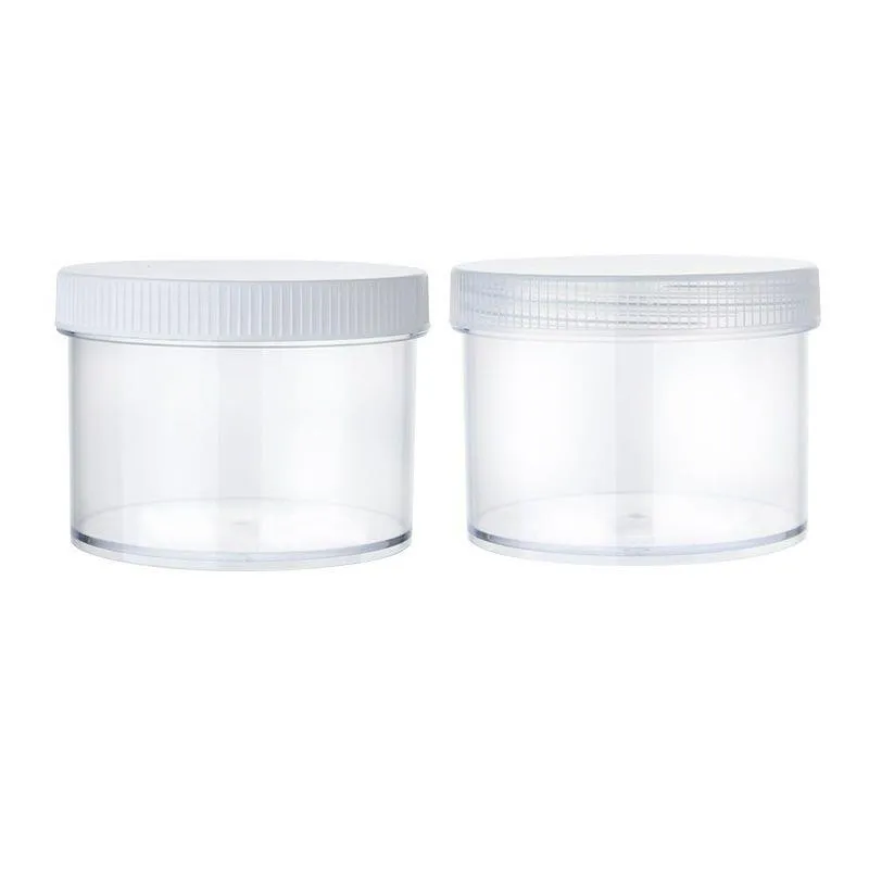 Frascos de creme de plástico transparente para armazenamento de lodo, recipientes de boca larga com tampas para produtos de beleza, fabricação de lodo DIY ou outros (200ml) Mguug