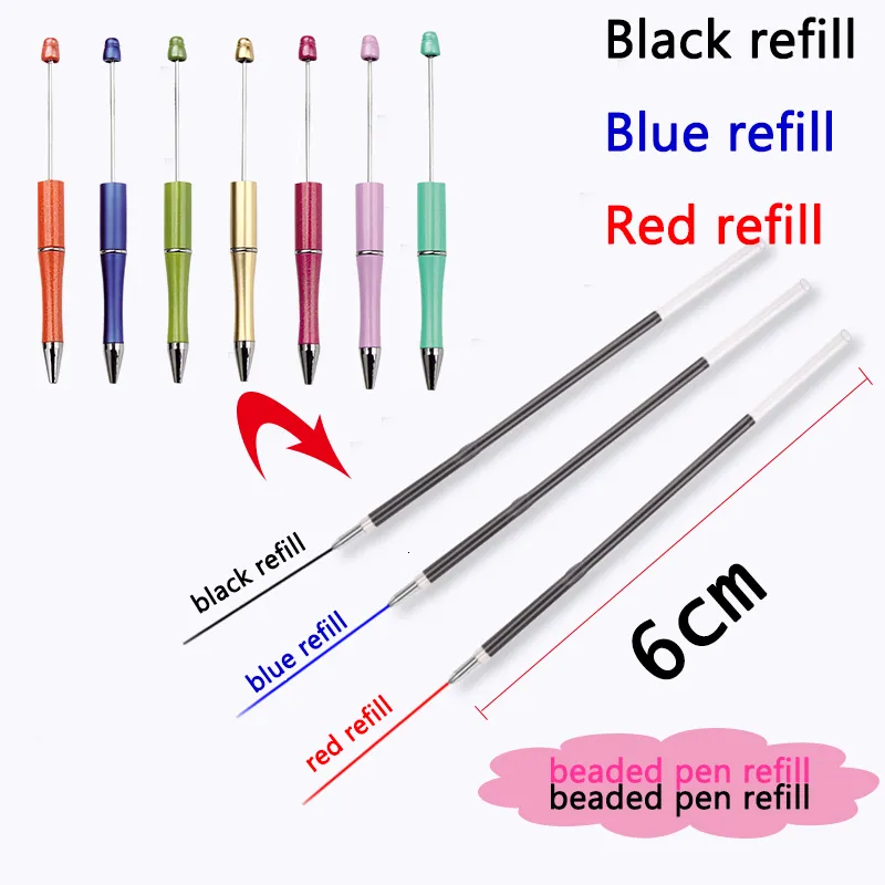 Ricariche 100 Pz / lotto 0,5 mm Ricarica penna a sfera con perline Ufficio Firma Aste Rosso Blu Nero Inchiostro Scuola Cancelleria Forniture per scrittura 230422