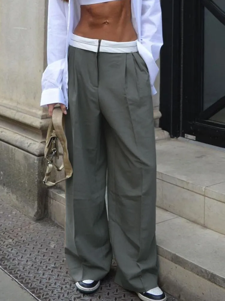 Женские брюки Capris Weekeep Streetwear Backgy Suit Bants Vintage Patchwork низкий рост прямых брюк корейская мода женщина капри пробегает брюки 230422