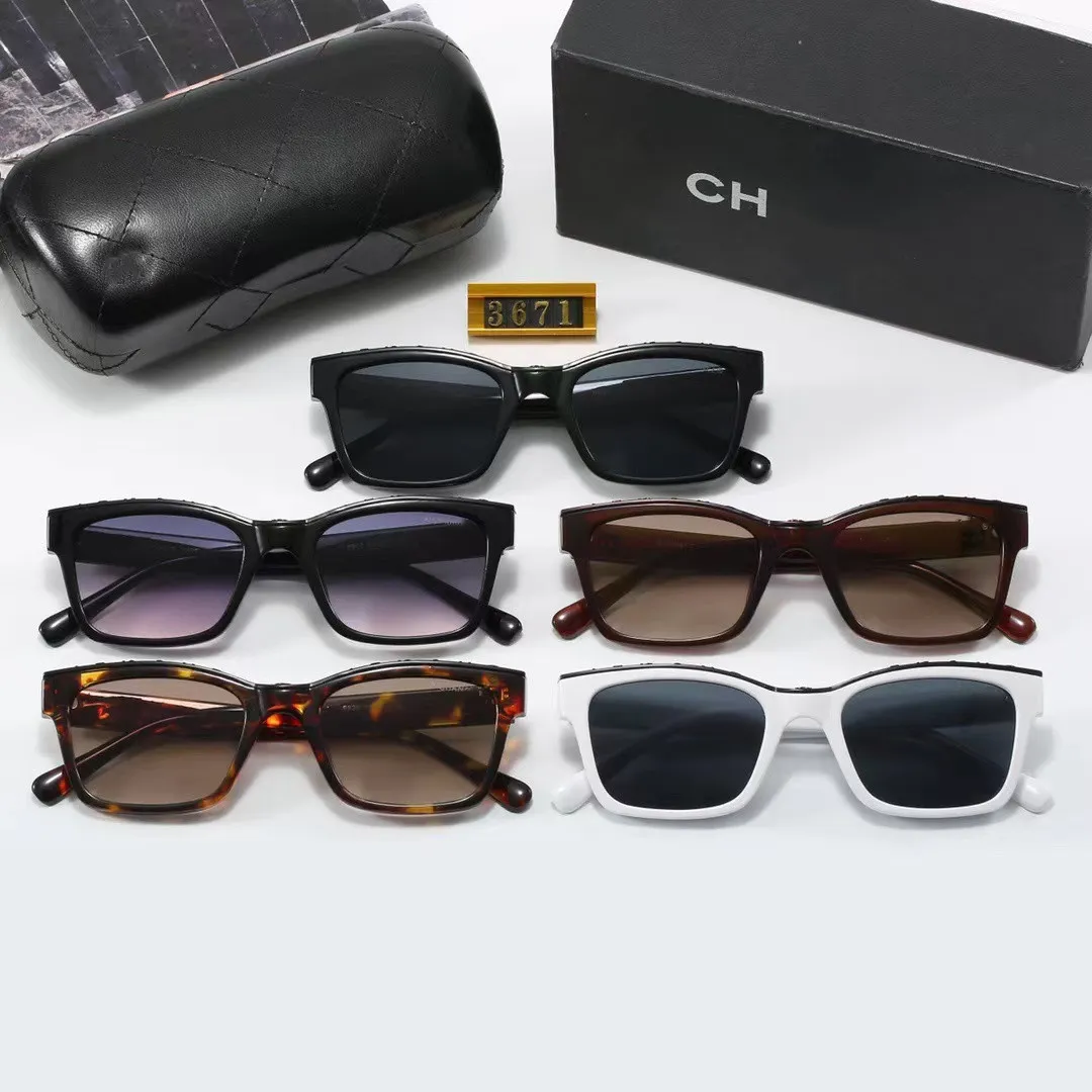 Designer zonnebrillen voor dames heren ketting met zonnebril Mode klassieke zonnebril Luxe gepolariseerd Pilot PC-frame Oversized UV400-bril 3671
