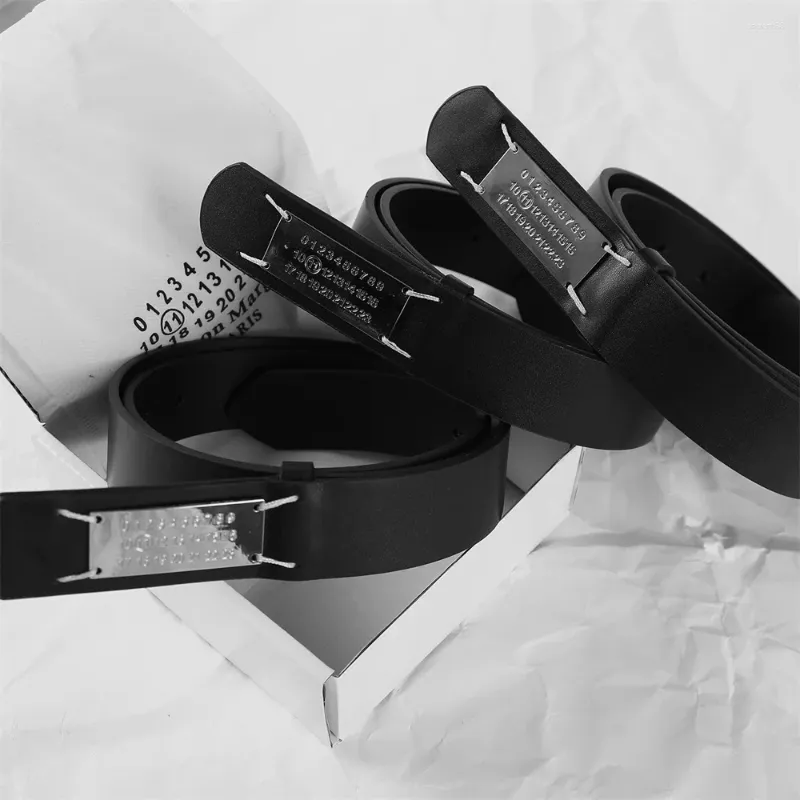 Belts Fashion Classic Versatile Aluminum Alloy Digital Head Layer Cowhide Belt For Men And Women