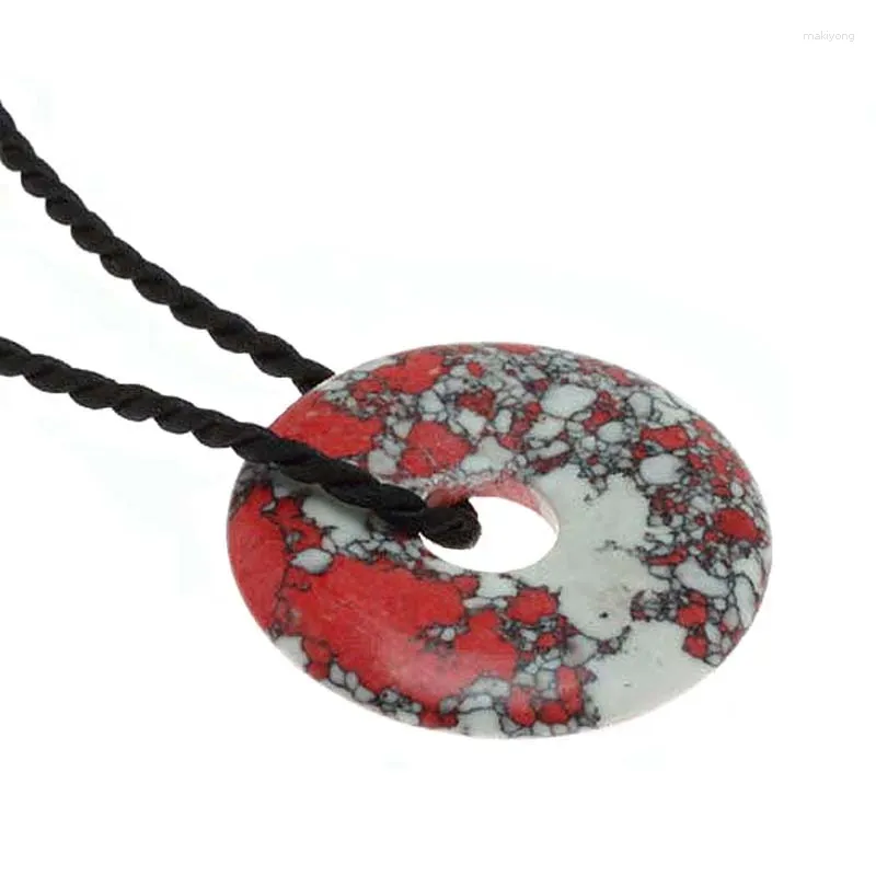 Hänge halsband sunyik färgad turkos runt donut amulet vintage unisex charms smycken