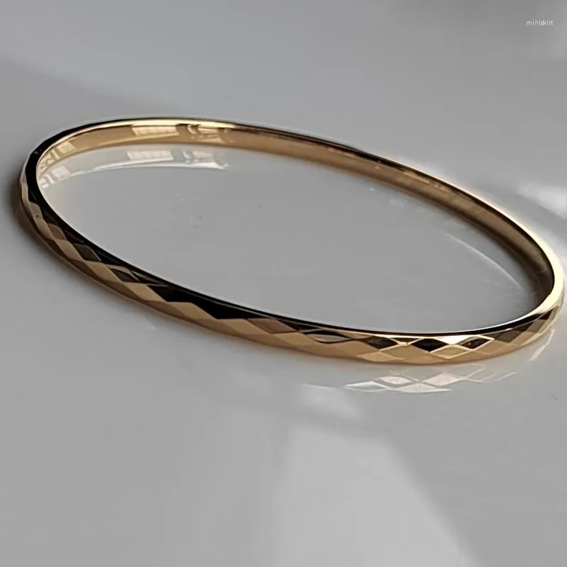 Bangle 3mm Width Women/girl Classic Facet Hi Tech Gold Plating Tungsten