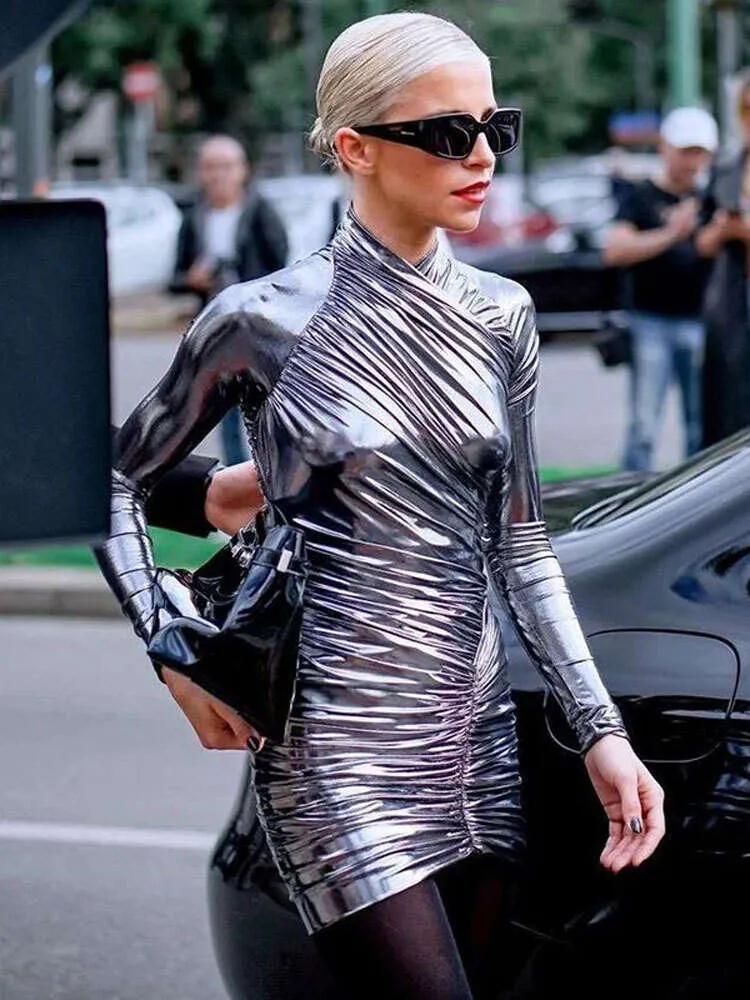 V-Neck Mini Dress: Long Sleeve