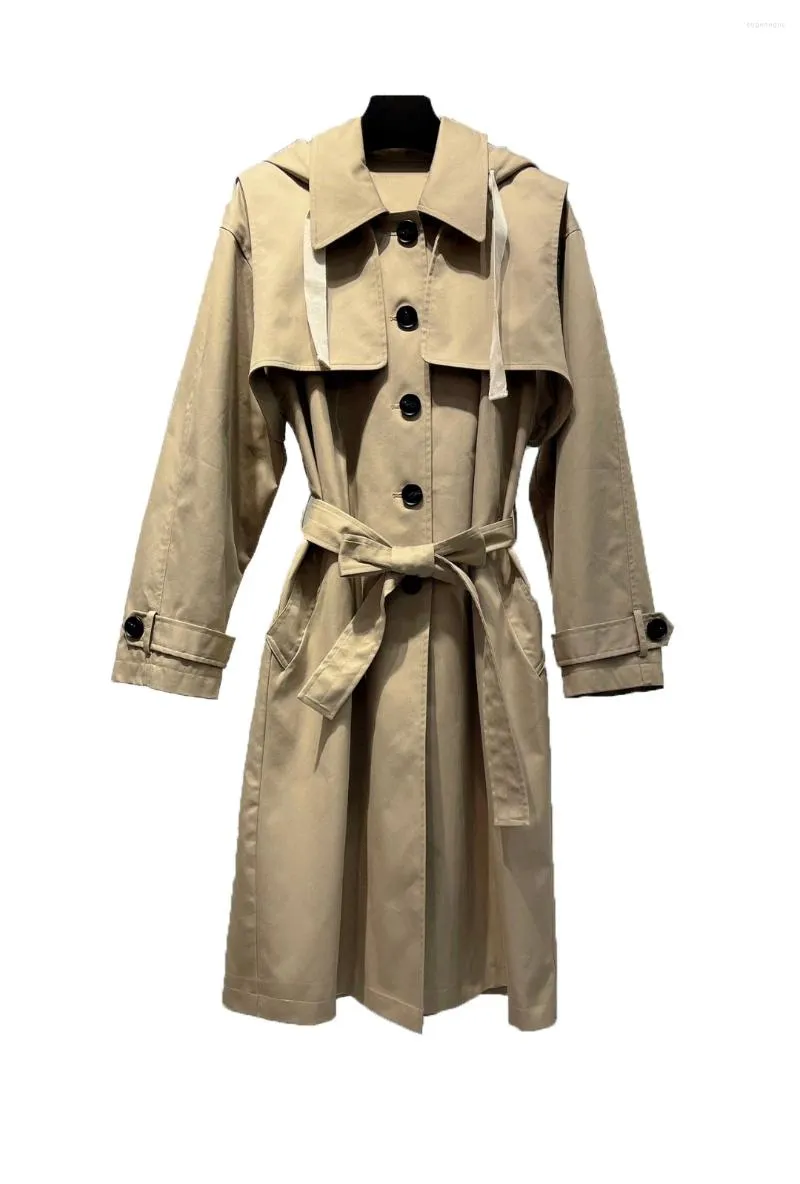 Damen Trenchcoats Langer Mantel Zweiteiliges Set Abnehmbares Design Lässige Mode 2024 Herbst 1106