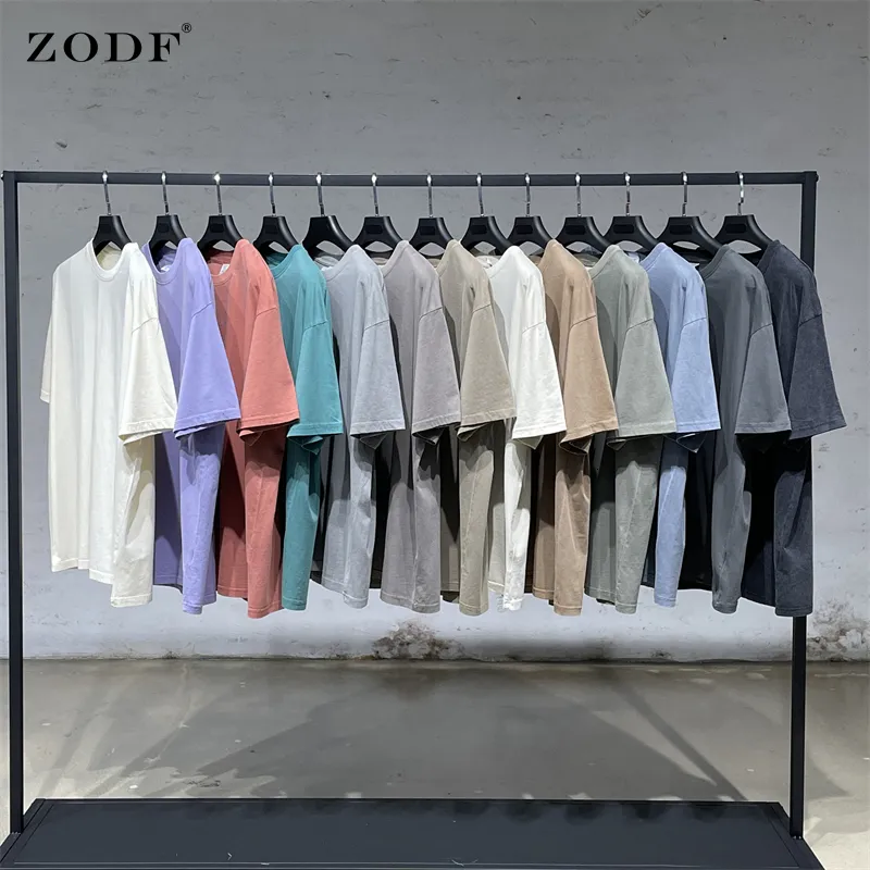 Mens Tshirts Zodf Summer Men 200gsm 세척 면화 솔리드 T 셔츠 느슨한 유엔 남성 캐주얼 기본 편안한 Tshirt 브랜드 티 Hy0254 230422