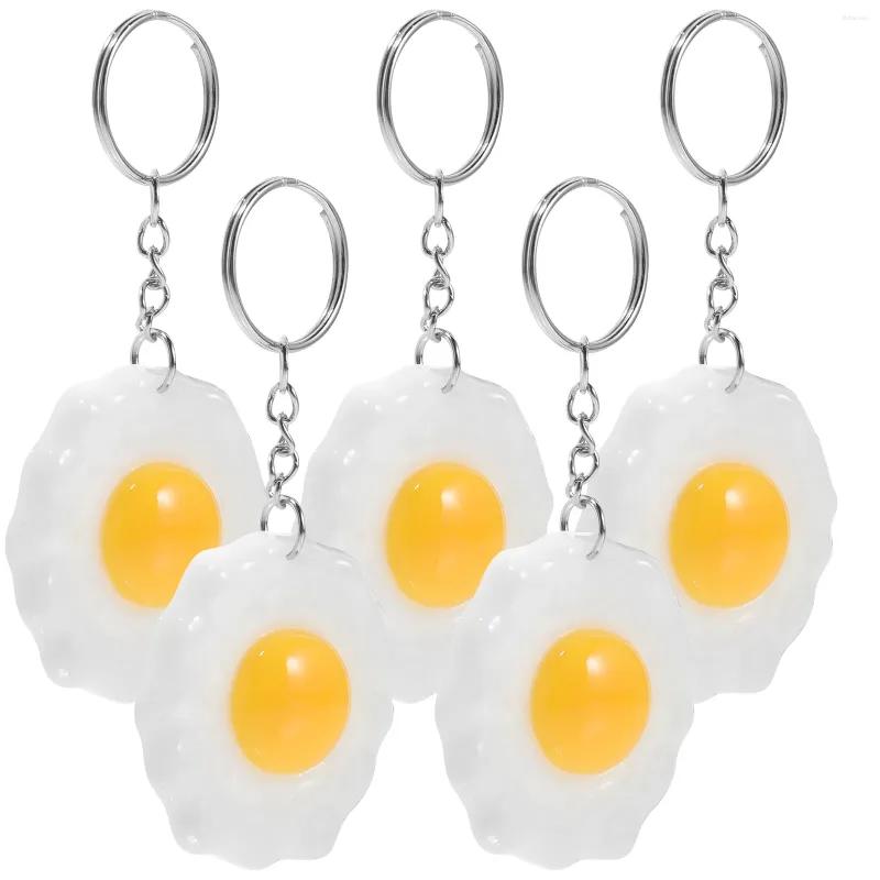 Keychains 5 Pcs Fried Egg Keychain Keyrings Decor Backpack Accessories Boiled Bag Ornaments Resin Pendant Party Favors Car