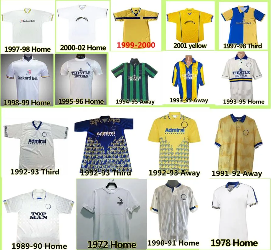 Retro Hasselbaink Leeds Soccer Jerseys United 1972 78 89 90 91 92 93 95 96 97 98 99 00 01 02 03 Classic Football Shirt Smith Kewell Hopkin Batty Molenaar Vintage Uniform